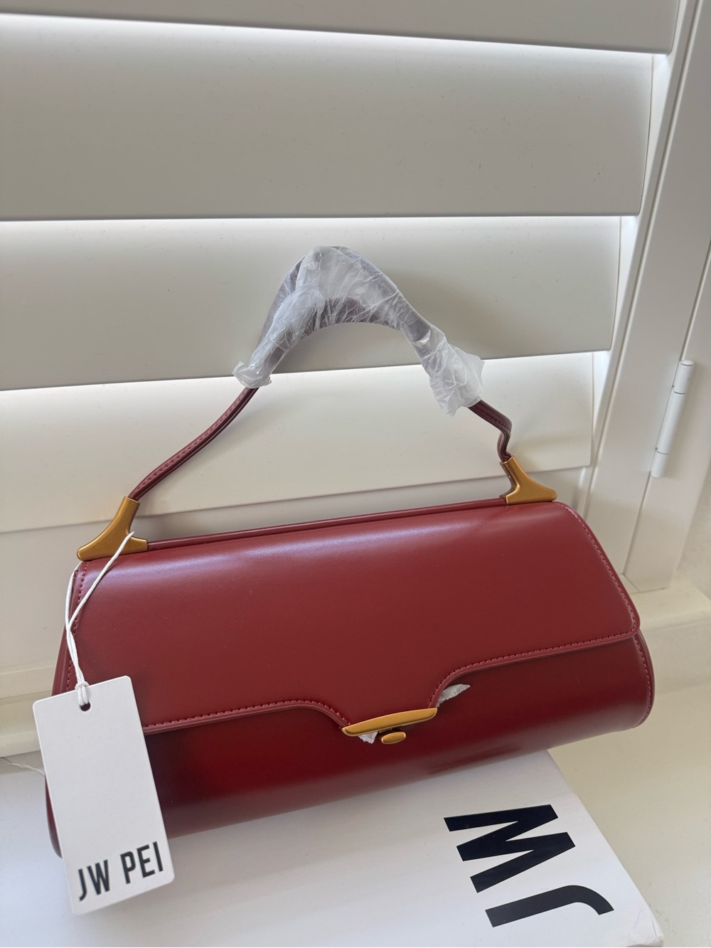 JW PEI Burgundy Curved Flap Shoulder Bag - Picture 2 of 4